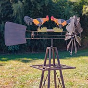 Zaer Ltd International 59.8" Tall Iron Windmill with Feeding Roosters & Weather Vane ZR548540