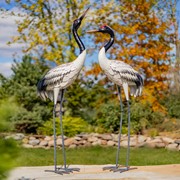 Zaer Ltd. International Set of Two 54" Tall Black-Necked White Crane Garden Figurines ZR217097-SET