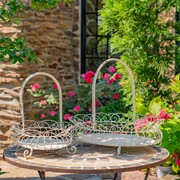 Zaer Ltd. International Set of 2 Freestanding Garden Baskets in Antique White "Stephania" ZR220714-AW