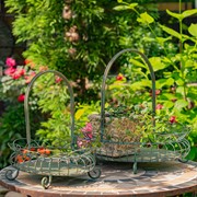 Zaer Ltd. International Set of 2 Freestanding Garden Baskets in Verdi Green "Stephania" ZR220714-VG