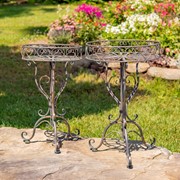 Zaer Ltd International Pre-Order: Set of 2 Ornate Plant Stand Tables in Antique Bronze "Medellín 1972" ZR238115-BZS