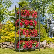 Zaer Ltd. International 7.5ft Tall Four Tier Standing Iron Shelf in Antique Black "Stephania" ZR220311-BK