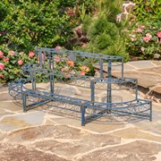 Zaer Ltd International Three Tier Metal Riser Plant Stand Display in Cobalt Blue "Stephania" ZR220414-BL