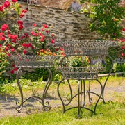 Zaer Ltd. International Set of 3 Round Iron Wire Basket Plant Stands in Antique Bronze "London 1820" ZR220392-BZ