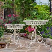Zaer Ltd. International Set of 2 Round Plant Stands with Decorative Baskets in White "Copenhagen 1843" ZR220407-AW