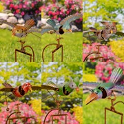 Zaer Ltd International Set of 6 Assorted Colorful Metal Rocking Bird Garden Stakes ZR208700-SET