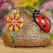 Zaer Ltd. International Set of 6 Metal Welcome Decorative Rock Accents with Assorted Animals ZR208800-SET