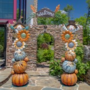 Zaer Ltd. International Pre-Order: 9.75ft. Tall Thanksgiving Harvest Arch with Scarecrows & Pumpkins ZR180735