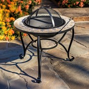 Zaer Ltd. International 25.6"D. Round Mosaic Tile Metal Fire Pit "Medora" ZR803681-C