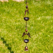 Zaer Ltd International 96" Long Antique Bronze Iron Rain Chain with Angels ZR235178