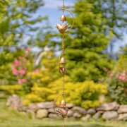 Zaer Ltd International 91" Long Antique Copper Iron Rain Chain with Bird & Bell Details ZR235180