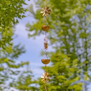Zaer Ltd International 94" Long Antique Copper Iron Rain Chain with Windmill Details ZR235181