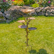 Zaer Ltd International 44.5" Tall Multi-Tier Blossom Shaped Iron Birdbath Garden Stake "Camellia" ZR235187
