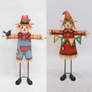 Zaer Ltd. International Pre-Order: Set of 2 Assorted Iron Scarecrow Figurines "Mr. & Mrs. Scarecrow" ZR232068-SET