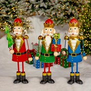 Zaer Ltd International Set of 3 Assorted Metal Nutcracker Figurines "Santa's Secret Soldiers" ZR234948-SET