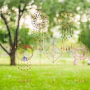 Zaer Ltd International Set of 6 Assorted Colorful Hand Beaded Metal Wind Chimes with Bells LS013278-SET