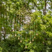 Zaer Ltd International Set of 4 Assorted Gold Diamond-Shaped Metal Wind Chimes with Beaded Accents LS016826-SET