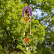 Zaer Ltd International Set of 6 Assorted Geometric Suncatcher Wind Chimes "Greenwich Wind Chimes" LS017586-SET