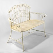 Zaer Ltd International 47.25" Long Embellished Metal Garden Bench in Antique White "Toulouse 1275" ZR194620-AW