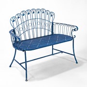 Zaer Ltd International 47.25" Long Embellished Metal Garden Bench in Antique Blue "Toulouse 1275" ZR194620-BL