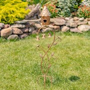Zaer Ltd International 45" Tall Elegant Iron Birdhouse Stake with Dangling Angel Trumpet Bells ZR235217