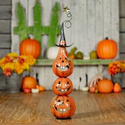 Zaer Ltd International 31" Tall Funny Metal Jack-O-Lantern Totem Tower Halloween Decoration ZR713083