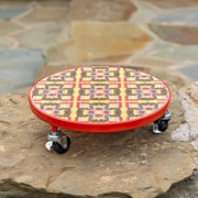 Zaer Ltd. International 11.8" Ceramic Mosaic Tile Plant Trolley "Belgrade" - Red/Yellow/Green ZR850031