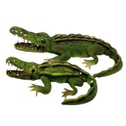 Zaer Ltd. International Set of 2 Assorted Decorative Metal Alligators "Cypress & Blackwater" ZR241003-4-SET