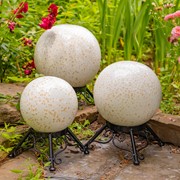 Zaer Ltd International Pre-Order: Set of 3 Assorted Ceramic Globe Tabletop Accents "Aspen" ZR083909-SET