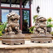 Zaer Ltd. International Set of 2 Magnesium Foo Dog Statues in Antique Bronze "Gan & An" ZR617270-BZS