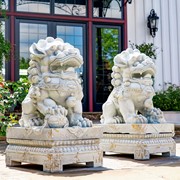 Zaer Ltd. International Pre-Order: Set of 2 Magnesium Foo Dog Statues in Antique Grey "Gan & An" ZR617270-GYS