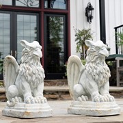 Zaer Ltd International Set of 2 Magnesium Griffin Statues in Antique Grey "Peter & Lois" ZR619280-GYS