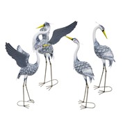 Zaer Ltd International Pre-Order: Set of 4 Assorted Great Blue Heron Metal Garden Figurines "Cuyahoga" ZR241170-SET