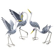 Zaer Ltd International Pre-Order: Set/4 Assorted Great Blue Heron Metal Garden Figurines "Stony Island" ZR241180-SET