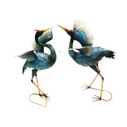 Zaer Ltd International Pre-Order: Set of 2 Assorted Blue Heron Garden Figurines with Red Head Feathers ZR241230-SET