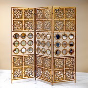 Zaer Ltd International Pre-Order:  Three Panel Decorative Folding Screen with Mirror Accents "Riordan" ZR233088