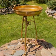 Zaer Ltd International 31.3" Tall Frosted Gold Birdbath-Feeder with Tri-Stand ZR240489-FG