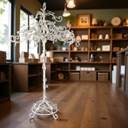 Zaer Ltd International 67" Tall Medium Standing Iron Rose Tree Display in Antique White "Stephania" ZR707030-AW