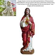 Zaer Ltd International Pre-Order: 48" Tall Jesus with Sacred Heart Statue in Antique Grey ZR551648-GY