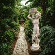 Zaer Ltd International Pre-Order: 71" Tall Lady Statue Carrying Flower Pot in Moss-Grey (Right) "Keira" ZR267271-MG