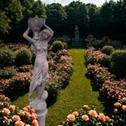 Zaer Ltd International Pre-Order: 71"T Lady Statue Carrying Flower Pot in Blue-Bronze (Right) "Keira" ZR267271-BB