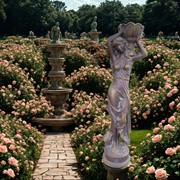 Zaer Ltd International Pre-Order: 71"T Lady Statue Carrying Flower Pot in Blue-Bronze (Left) "Dariia" ZR267371-BB