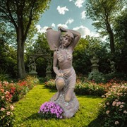 Zaer Ltd International Pre-Order: 41" Tall Lady Kneeling with Urn on Shoulder  in Blue-Bronze "Rachael" ZR267141-BB