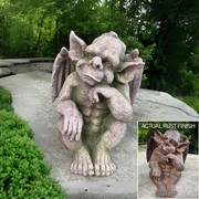 Zaer Ltd International Pre-Order: 16" Tall Sitting Gargoyle with Wings in Antique Rust ZR618916-RS