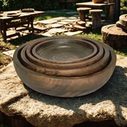 Zaer Ltd International Pre-Order: Set of 4 Assorted Round Deep Wooden Nesting Trays "Leavenworth" ZR246002-SET