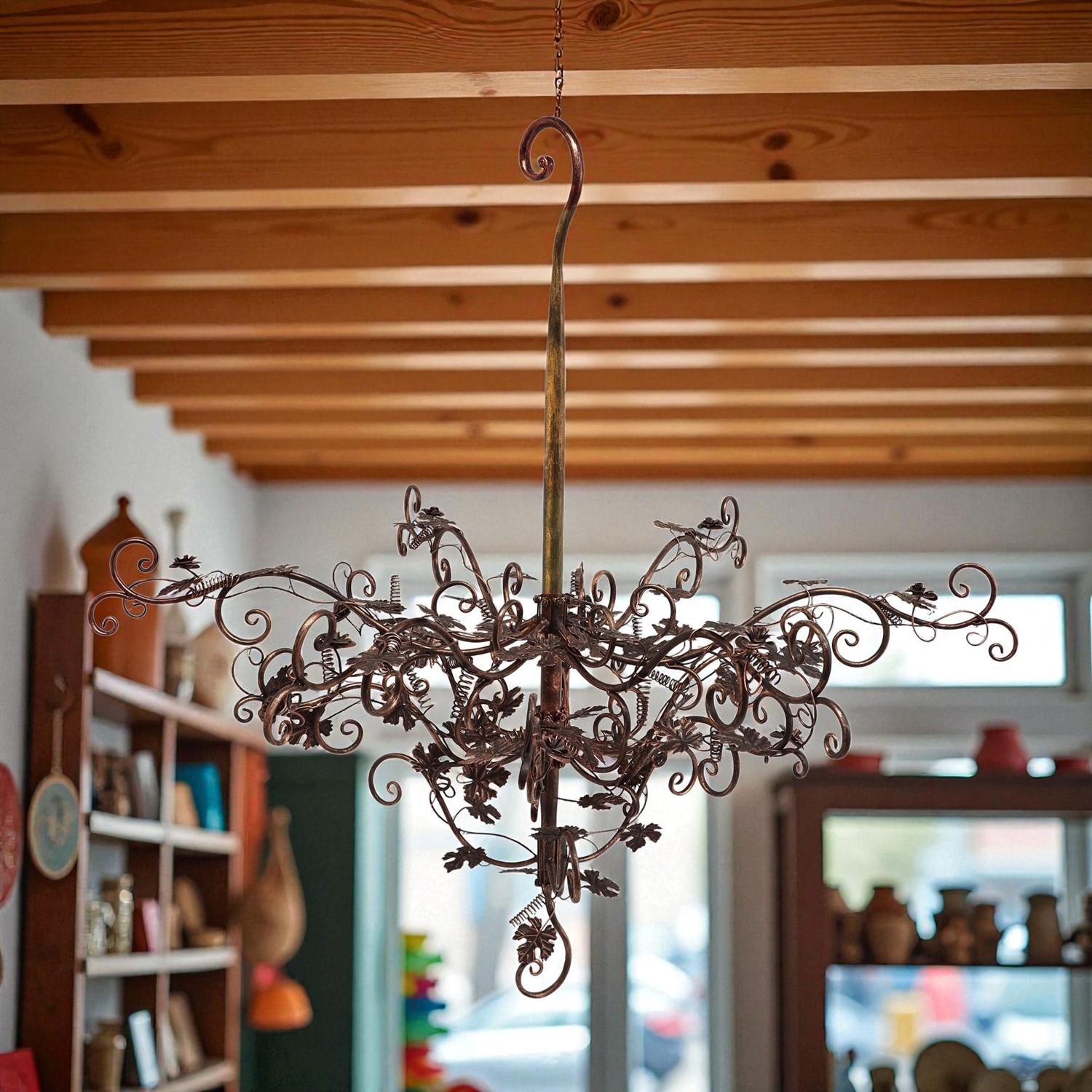 Zaer Ltd. International 47.25" Hanging Iron Rose Tree Chandelier Display in Bronze "Stephania ZR700720-BZ