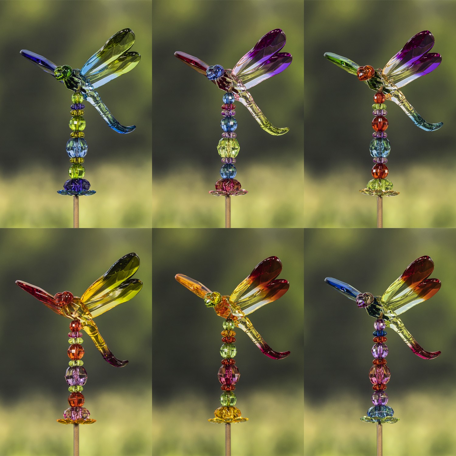 Zaer Ltd. International 54" Five Tone Acrylic Dragonfly Garden Stakes in 6 Assorted Colors ZR203516