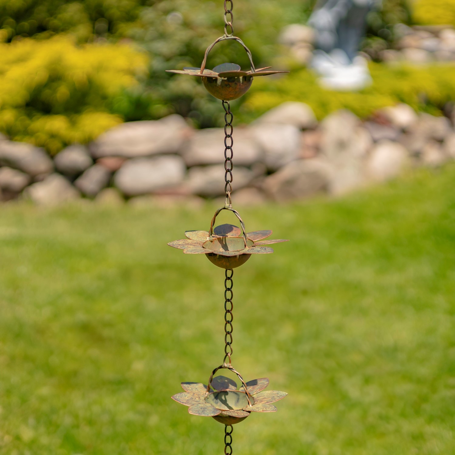 Zaer Ltd International 78" Long Iron Flower Rain Chain in Antique Copper ZR156150-AC