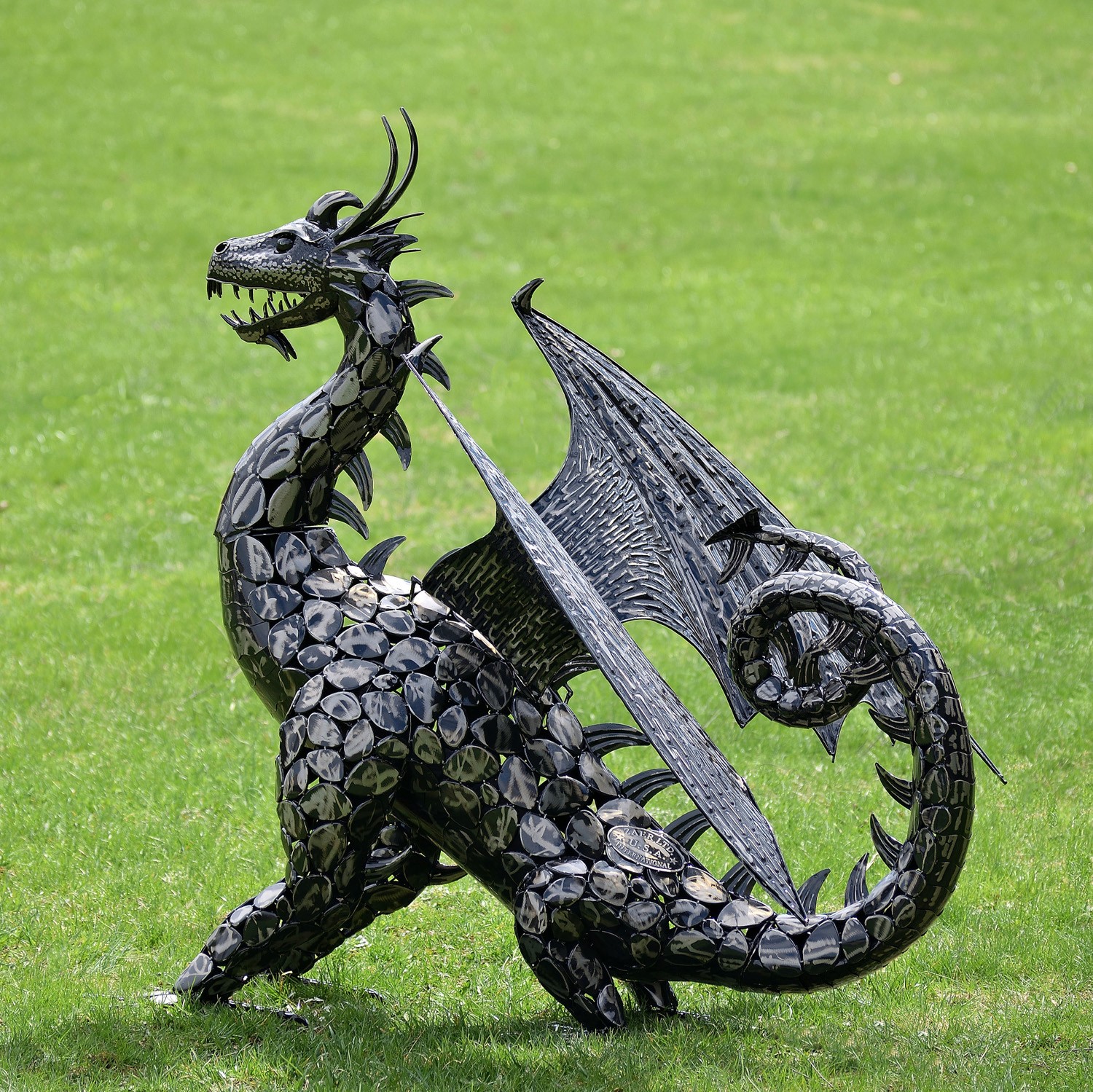 Zaer Ltd International 4.5 ft. Tall Large Iron Dragon Statue with Curly Tail " Igor" ZR170266