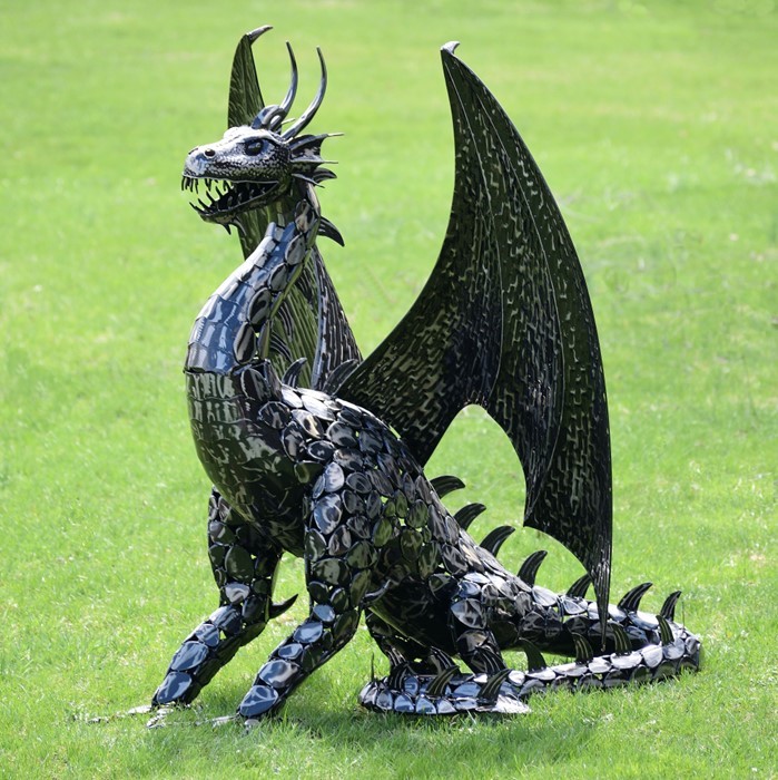 Zaer Ltd International 4.75 ft. Tall Large Iron Sentry Dragon Statue "Draco" ZR170349